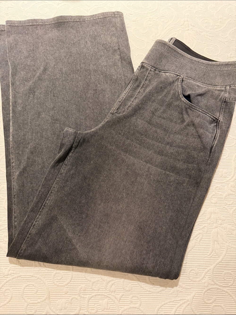 HALARA Women's Wide Leg Pants in Washed Gray Large Tall Stretch
